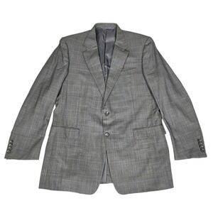 HICKEY FREEMAN Gray Loro Piana 120s Plaid Wool Blazer Sport Coat Jacket 44L